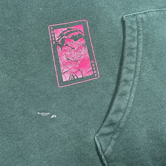 Uniqlo pullover Hoodie Mens Large Green Jean-Michel Basquiat Joker DC Comics - Picture 9 of 15